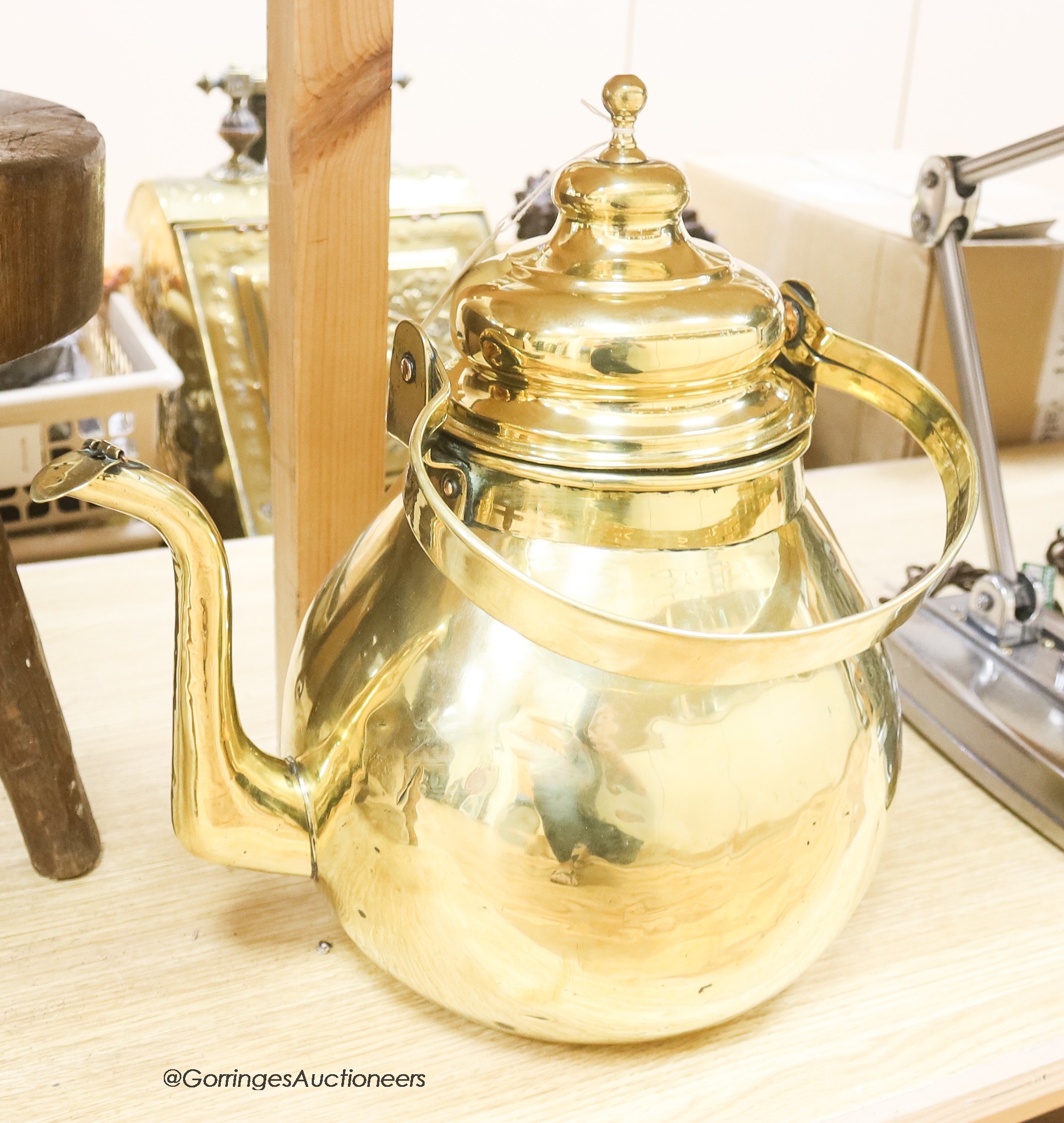 A large 19th century brass kettle, height 40cm